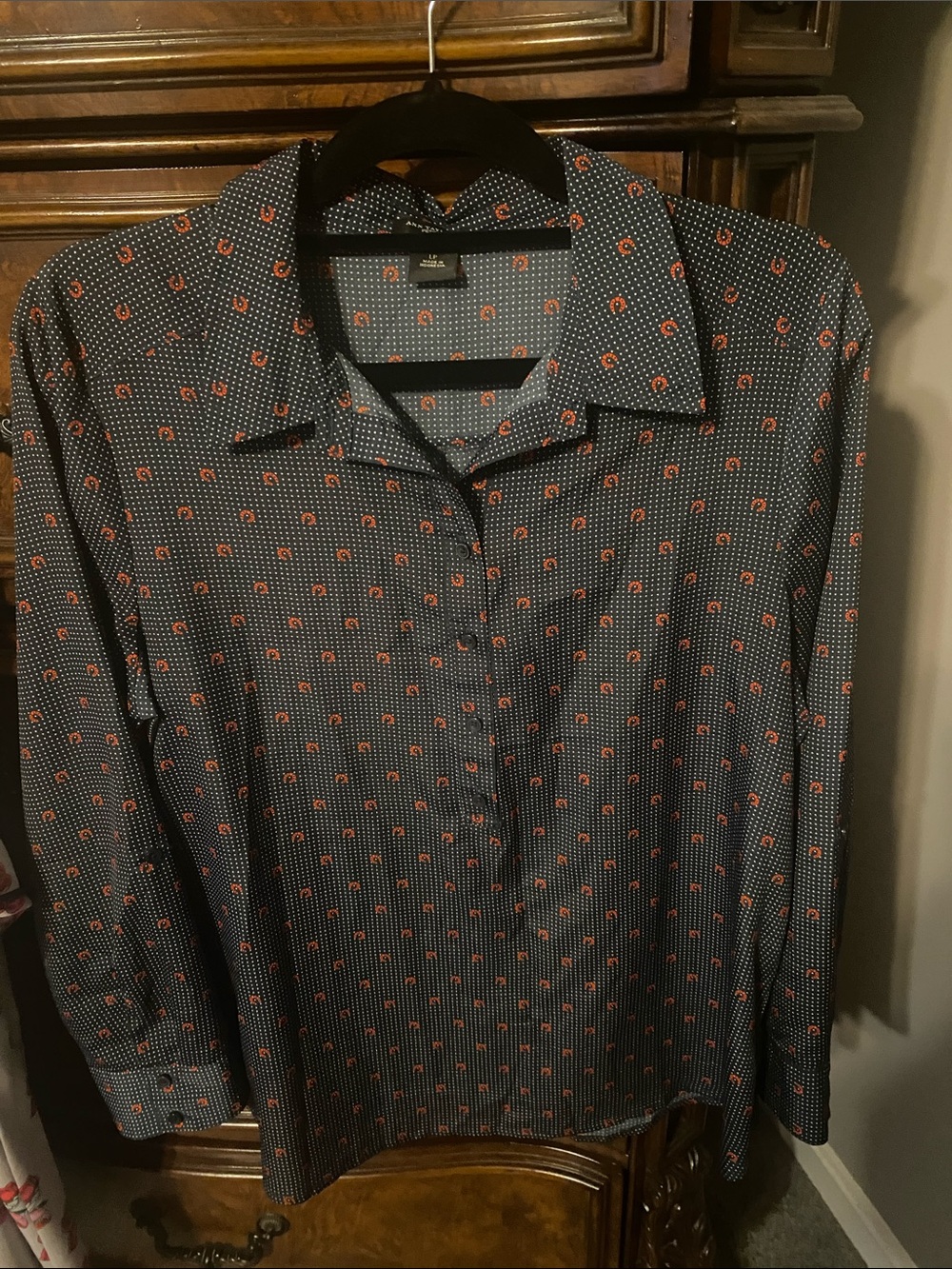 Ann Taylor polka dot horse shoe print popover blouse